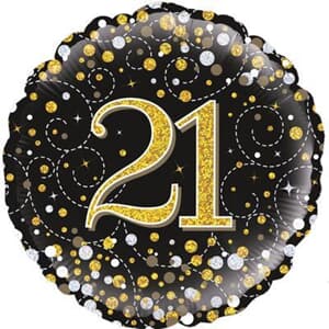 Oaktree 21st Sparkling Fizz Birthday Black and Gold 45cm Foil