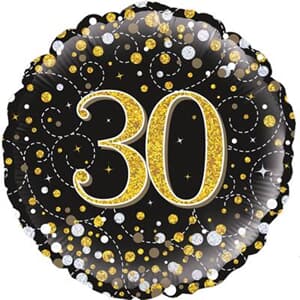 Oaktree 30th Sparkling Fizz Birthday Black and Gold 45cm Foil