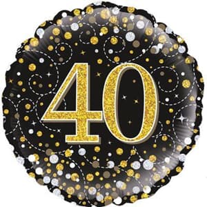 Oaktree 40th Sparkling Fizz Birthday Black and Gold 45cm Foil