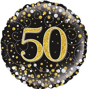 Oaktree 50th Sparkling Fizz Birthday Black and Gold 45cm Foil