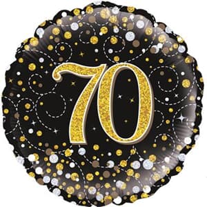 Oaktree 70th Sparkling Fizz Birthday Black and Gold 45cm Foil #