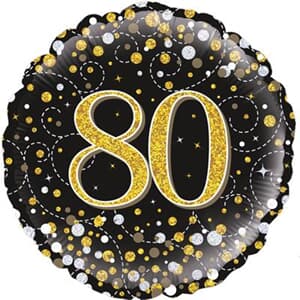 Oaktree 80th Sparkling Fizz Birthday Black and Gold 45cm Foil #