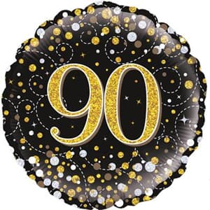 Oaktree 90th Sparkling Fizz Birthday Black and Gold 45cm Foil #
