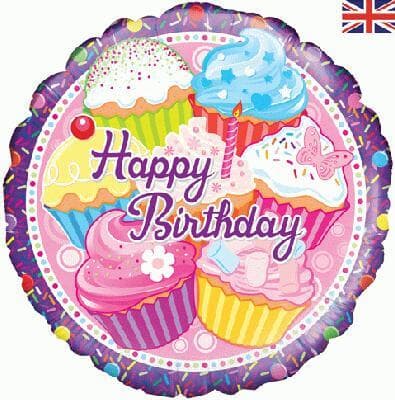 Oaktree Cupcake Birthday - Holographic 45cm Foil.