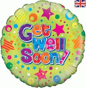 Oaktree Get Well Stars and Dots Holographic 45cm Foil