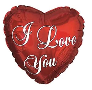 I Love You Script Foil Heart 11cm. Inflation Available