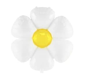 Party Deco Foil Balloon White Daisy With Yellow 97x103cm