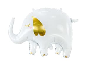 Party Deco Foil Balloon White Elephant With Gold Detail 83x58cm