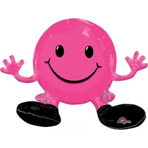 Sitting Smiling Face Hot Pink Multi Balloon 48cm x 33cm