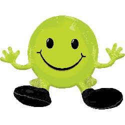 Sitting Smiling Face Lime Green Multi Balloon 48cm x 33cm