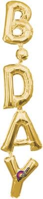 SuperShape Phrase Vertical BDAY Gold 20cm x 96cm