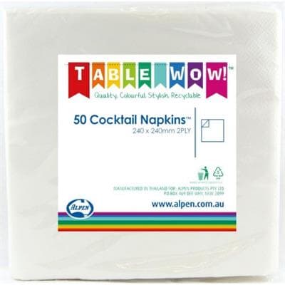 Napkins Cocktail White pack 50