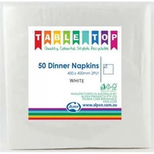 Alpen Dinner Napkins White 2 ply