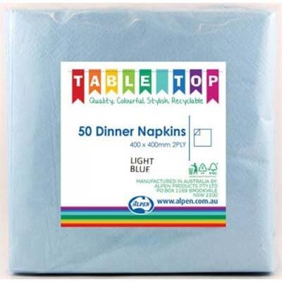 Alpen Dinner Napkins Light Blue 2 ply