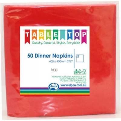 Alpen Dinner Napkins Red 2 ply