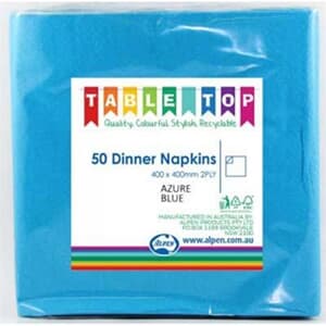 Alpen Dinner Napkins Azure Blue 2 ply