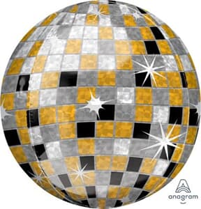 Orbz Gold Silver & Black Disco Ball  43cm x 45cm #