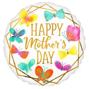 Happy Mother's Day Butterflies & Gold Trim Foil 45cm