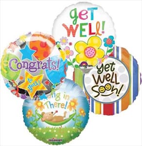 10cm printed Inflated Get Well Assorted