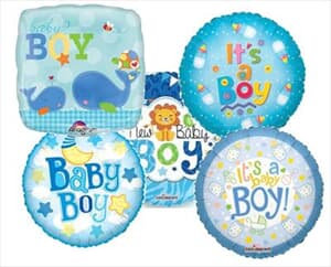 23cm Printed Foils Inflated Assorted Boy Designs