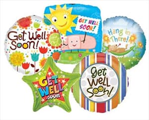 23cm Printed Foils Inflated Assorted Get Well Designs
