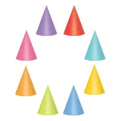 Party Hats 17.75cm Paper Assorted Bright Colours. Alternative hats PM-240931