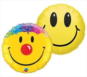 Assorted 4" (10cm) Printed Foil Balloons Flat Smile.