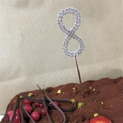 Cake Topper Silver Rhinestone Crystal 4.5cm Metal Number 8