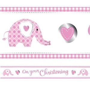 Sweet Baby Elephant Pink Christening Foil Banner  2.74 mtrs