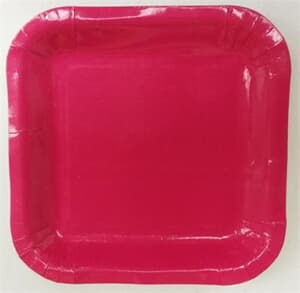 Square Paper Snack Plates 17.5cm Hot Pink
