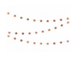 Rose Gold Foil Garland. 5 Meters long with 72 mini stars.
Hang Sell Packaging