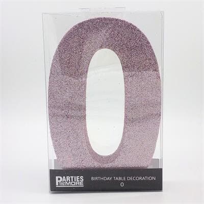 Foam Glitter Number 0 Centerpiece Light Pink with adhesive base