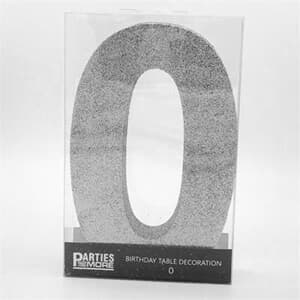 Foam Glitter Number 0 Centerpiece Silver with adhesive base. #