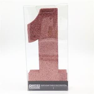 Foam Glitter Number 1 Centerpiece Rose Gold with adhesive base #