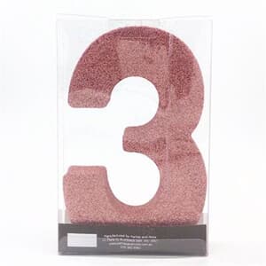 Foam Glitter Number 3 Centerpiece Rose Gold with adhesive base