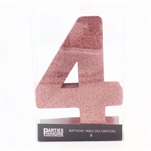 Foam Glitter Number 4 Centerpiece Rose Gold with adhesive base