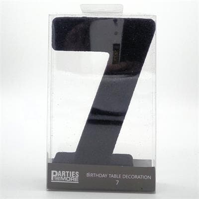 Foam Glitter Number 7 Centerpiece Black with adhesive base