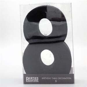 Foam Glitter Number 8 Centerpiece Black with adhesive base