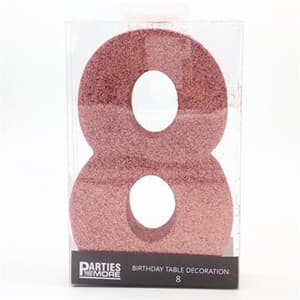 Foam Glitter Number 8 Centerpiece Rose Gold with adhesive base