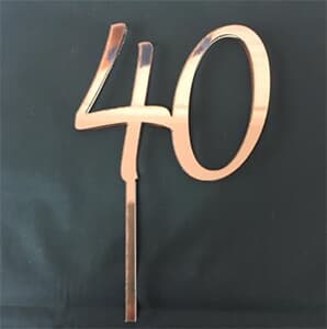 Acrylic Cake Topper Rose Gold Number 40