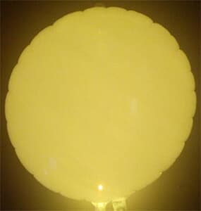 Round Mylar Balloon with yellow LED in valve. 55cm