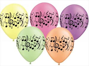 Qualatex Balloons Music Notes Neon Asst 28cm. #