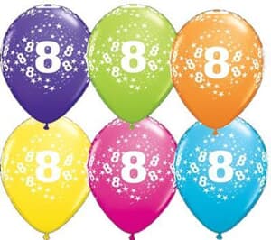 Qualatex Balloons 8 Around Tropical Assorted 28cm. #