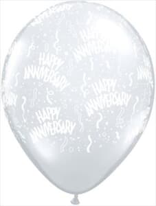 Qualatex Balloons Anniversary Around D/Clear 28cm #