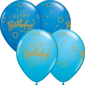 Qualatex Balloons Birthday Blue Dots & Sparkles Asst 28cm