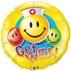 Qualatex Balloons Get Well Smiley Face 45cm