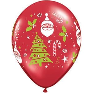 Qualatex Balloons Santa & Christmas Tree 28cm Ruby Red