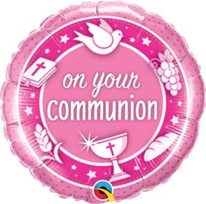 Qualatex Balloons On your Communion Pink Unpkgd 45cm
