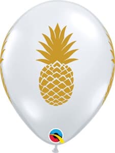 Qualatex Balloons Gold Pineapple on Diamond Clear 28cm