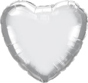Qualatex Heart Foil Chrome Silver 45cm Unpackaged